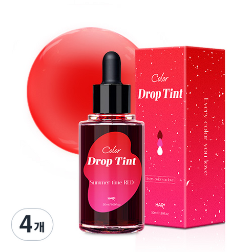 헤어플러스 컬러 드롭 틴트 헤어 메니큐어 50ml, 4개, 썸머타임레드
