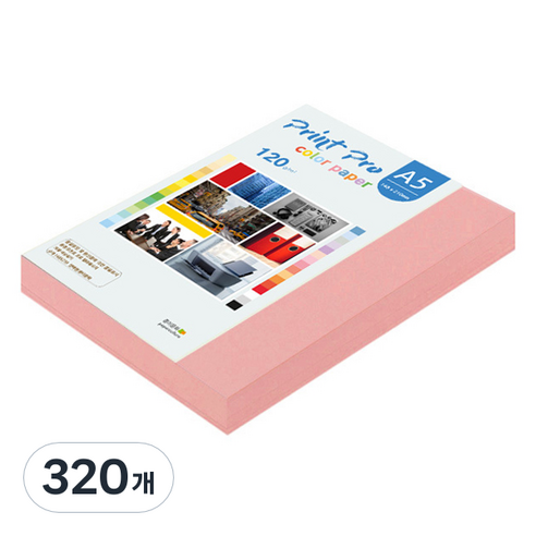 종이문화 프린트프로 얇은 칼라복사지 No 24 핑크, 320개, A5