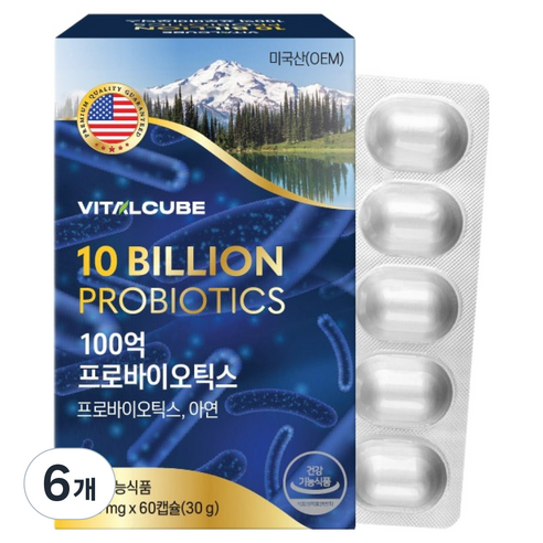바이탈큐브 100억 프로바이오틱스 유산균 30g, 60정, 6개