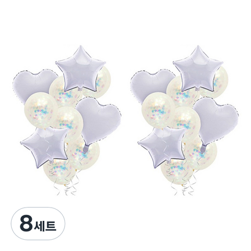 마켓감성 별 하트 파티 풍선 10p 세트, 타입6, 8세트