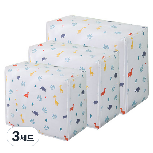 사과숲 다용도 리빙박스 이불 정리함 3종 세트 동물원, 3세트
