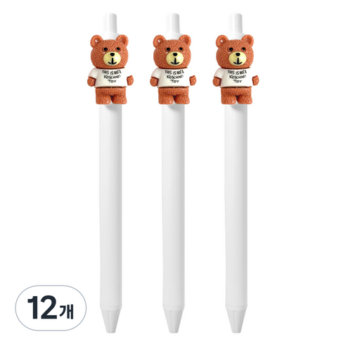큐티파츠 젤펜 베어 0.5mm, 브라운, 12개