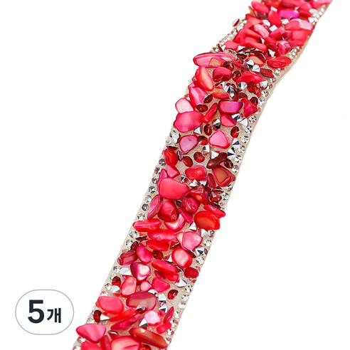 미소로운 쥬얼리 라인스톤 리폼 스티커 2cm, 레드 라인, 5개