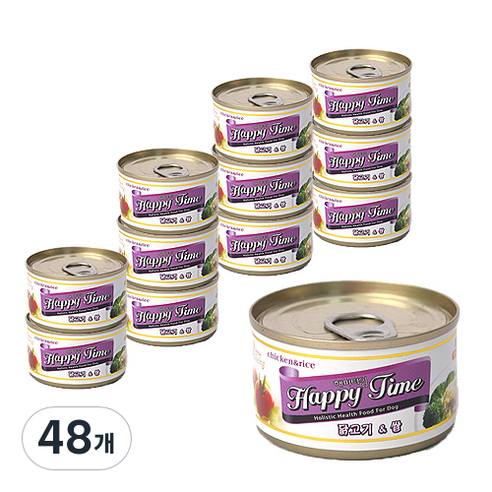 해피타임 강아지 간식캔 100g, 닭고기 + 쌀 혼합맛, 48개