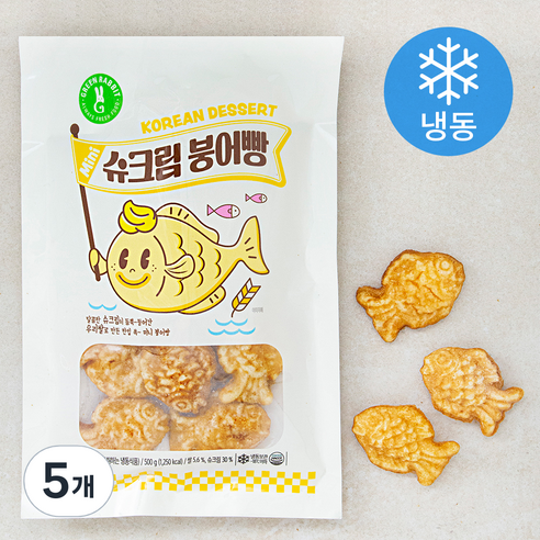 그린래빗 슈크림 붕어빵 (냉동), 5개, 500g