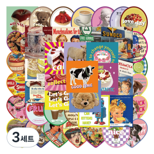 특별한상점 캐리어 노트북 여행 방수 스티커 세트 TT081-50PCS, 빈티지, 3세트