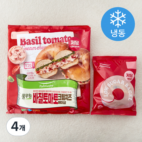 풀무원 바질 토마토 크림치즈 베이글 3개입 (냉동), 435g, 4개