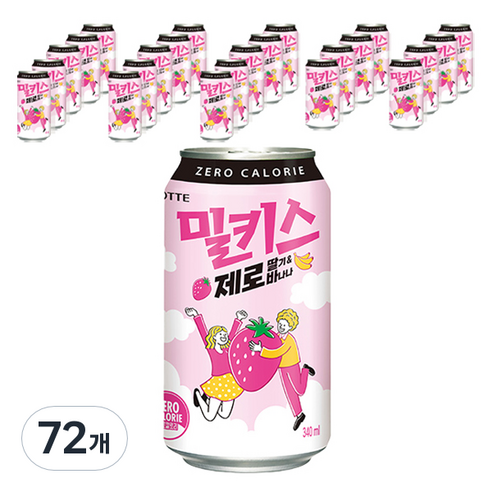 밀키스 제로 딸기바나나, 340ml, 72개