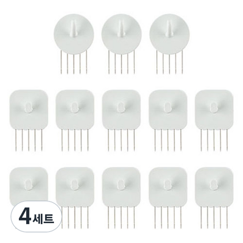 꾹핀 U자형 3p + 일자형 10p 세트, 화이트, 4세트
