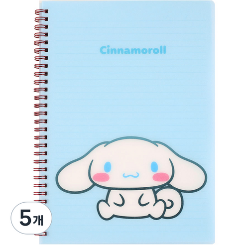 산리오 스프링 PP커버 유선노트 시나모롤, 블루, 5개