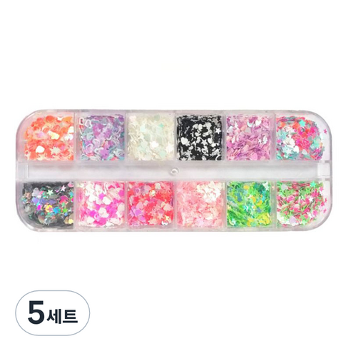 별 달 하트 믹스 네일글리터 12종 세트, 혼합색상, 5세트