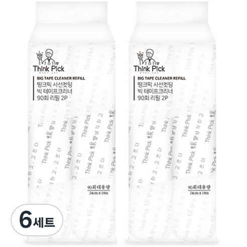 띵크픽 사선컷팅 테이프 클리너 90회 대형 2p 세트 리필, 4세트