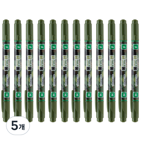 라인플러스 OHP펜 1mm 물펜MF 0.4mm 12p, 녹색, 5개