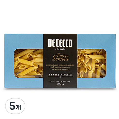 데체코 피오르디세몰라 펜네 리가테 파스타, 500g, 5개