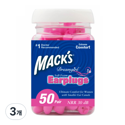 Macks 여성용 드림걸 수면귀마개, 3개, 50쌍