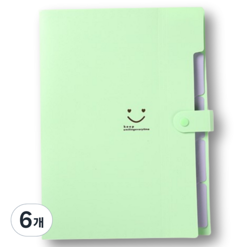 아스터 5칸 아코디언 파일 정리함 바인더, 그린, 6개