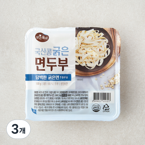 맑은물에 국내산 콩 굵은 면두부, 100g, 3개
