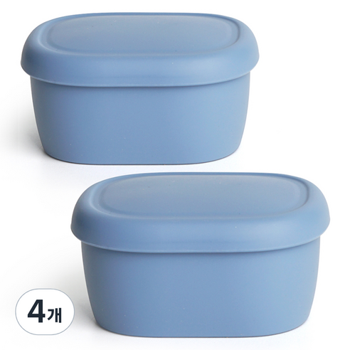 실리가든 실리콘 냉동밥 보관용기 다크블루 300ml, 4개