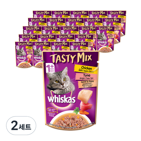 위스카스 고양이 테이스티믹스 닭고기 참치와당근 in 그레이비 습식사료, 닭, 70g, 48개