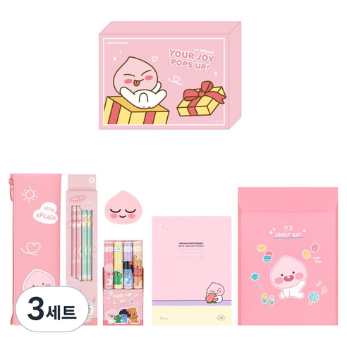 카카오프렌즈 스페셜 문구세트, 어피치, 3세트