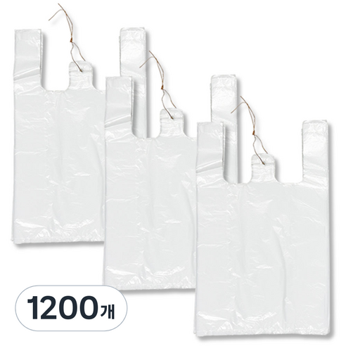애니돌 손잡이 마트 비닐봉투 유백, 1200개, 5L