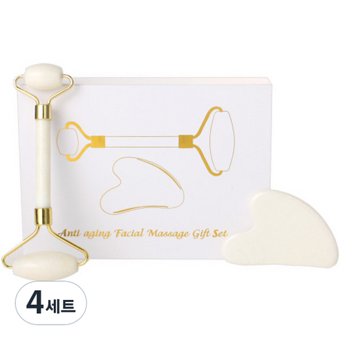온클릭 백옥 마사지 롤러 + 괄사 세트, 혼합색상, 4세트