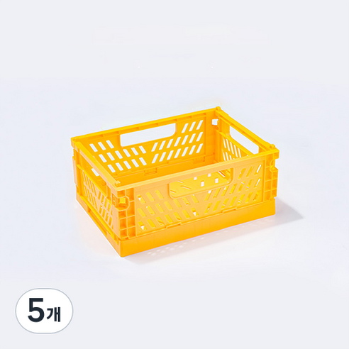 다용도 수납 정리함 폴딩 박스 M, 옐로우, 5개