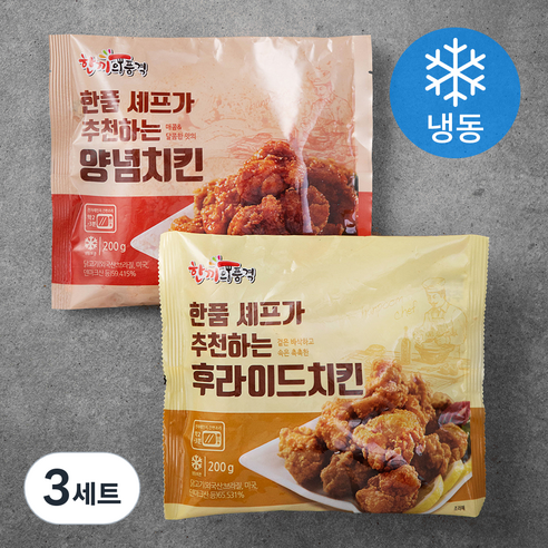 한끼의품격 한품 셰프가 추천하는 후라이드 치킨 200g + 양념 치킨 200g (냉동), 400g, 3세트