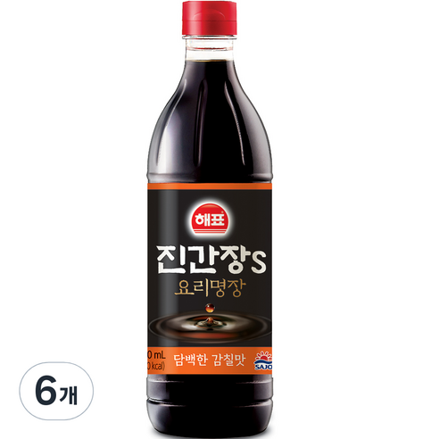 해표 진간장S, 500ml, 6개