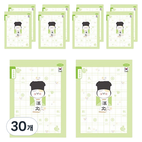 펜피아 1000 초등 8칸 한문 제본노트, 그린(B), 30개