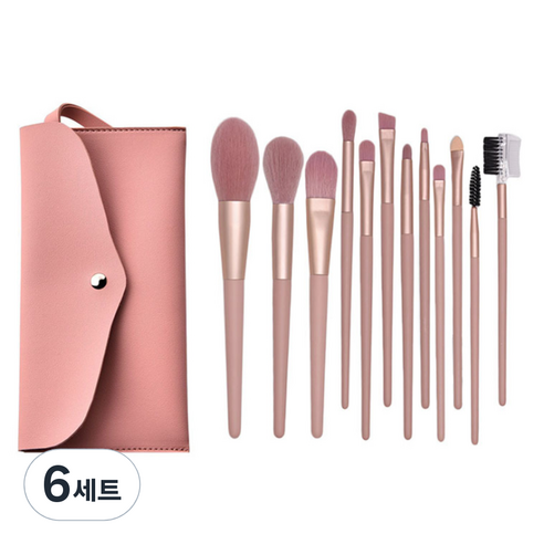 데일리프렌즈 유미네 메이크업 브러쉬 12종 + 파우치 세트, 사쿠라, 6세트