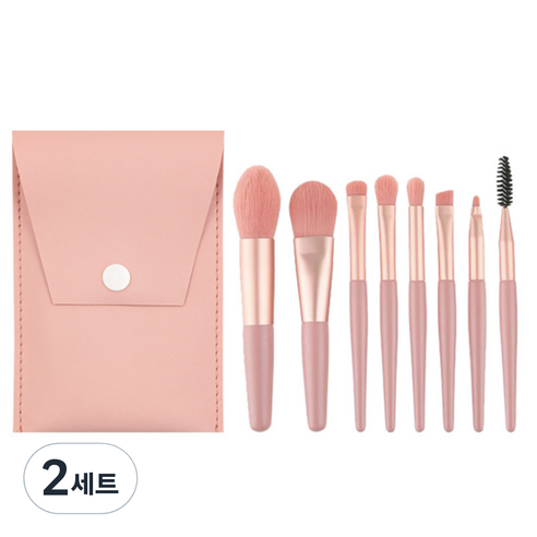 데일리프렌즈 연지네 미니 메이크업 브러쉬 8종 세트, 피치, 2세트