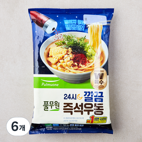 풀무원 24시 깔끔 즉석우동 2인분, 321.2g, 6개