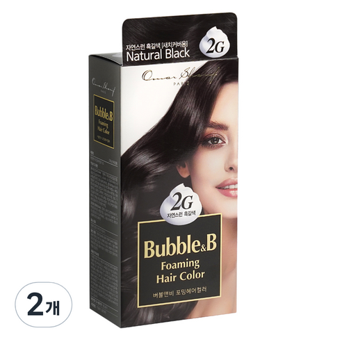 오마샤리프 버블앤비 포밍 염색약 2G, 흑갈색, 2개