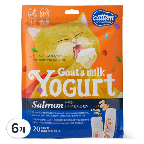 캣템 고양이 산양유 요거트 츄르 20p, 연어, 280g, 6개
