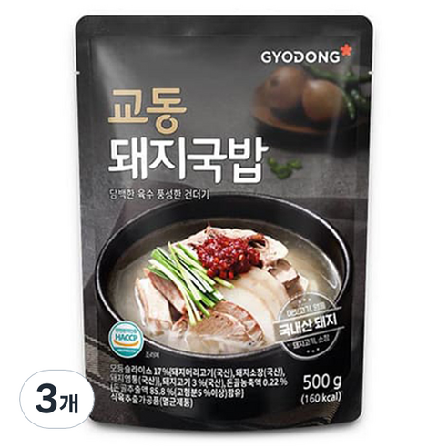 교동식품 돼지국밥, 500g, 3개