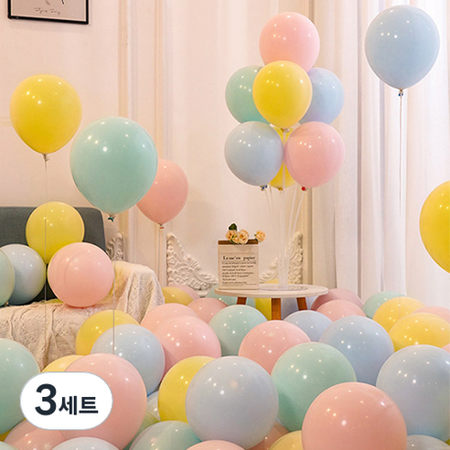 윰스 마카롱 풍선 25cm 100p 믹스 세트, 파라다이스, 3세트