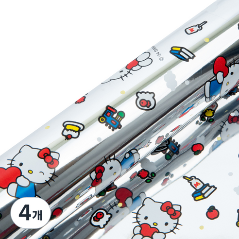 산리오 헬로키티 메탈롤 포장지 중, 실버, 4개
