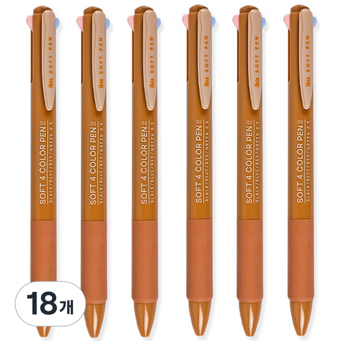 아이비스 소프트 4색 젤펜 0.5mm 12499, 오렌지, 18개