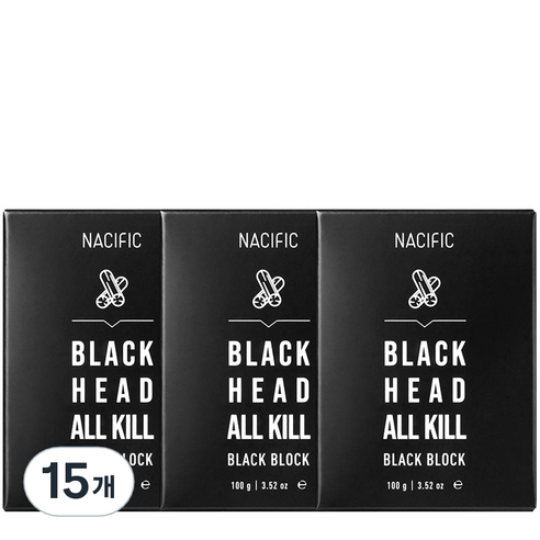 네시픽 블랙헤드 올킬 블랙 블록 클렌징 비누, 100g, 15개