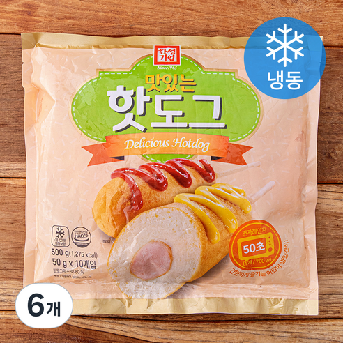 한성기업 맛있는 핫도그 (냉동), 50g, 6개, 10개입