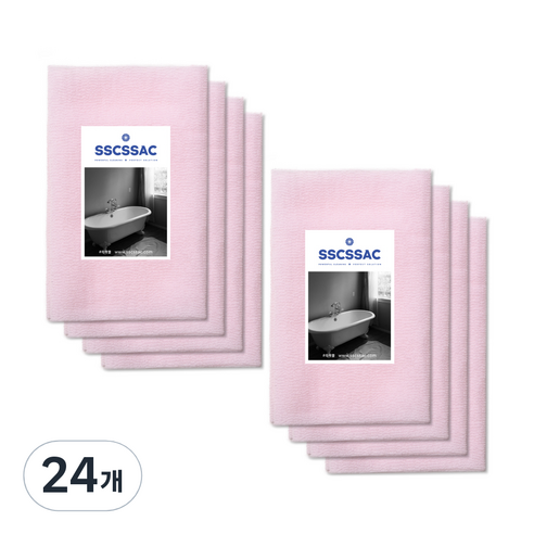쓱싹 롱롱 까슬까슬 웨이브 샤워타올, 24개, 1개입, 연핑크
