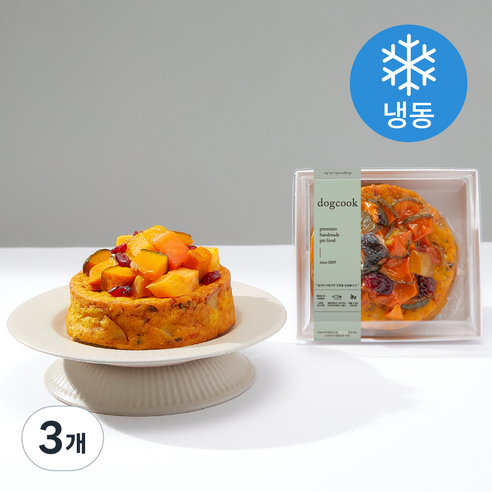 도그쿡 강아지 미니 케이크 냉동 간식, 애플, 350g, 3개