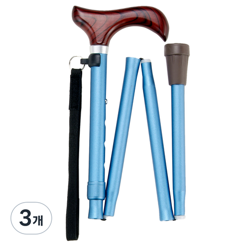 마키테크코리아 접이식 컬러 스몰핸드 지팡이 FS-10BL, 블루, 3개