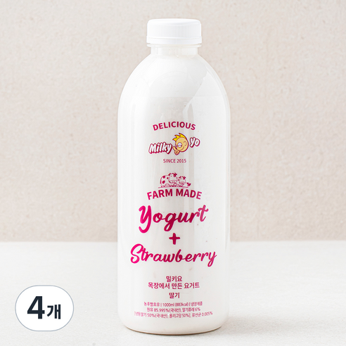 밀키요 목장에서 만든 요거트 딸기, 1000ml, 4개