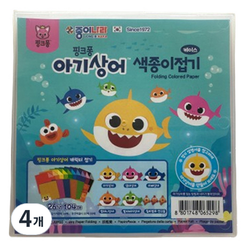 종이나라 핑크퐁 접기 색종이 104p + 보관 케이스, 26색, 4개