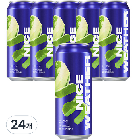 클룹 나이스웨더 제로소다 청사과 탄산음료, 24개, 500ml