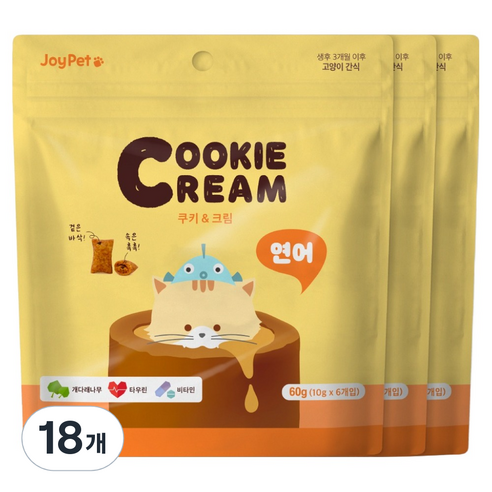 조이펫 고양이 쿠키 앤 크림 간식, 연어, 60g, 18개