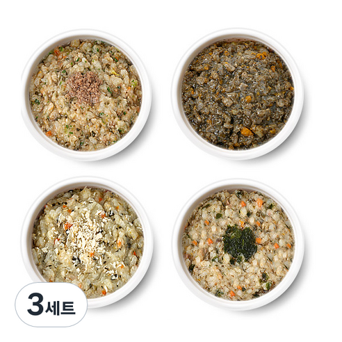 엘빈즈 이지밀 한우미역진밥 110g + 한우새송이진밥 110g + 닭가슴살시금치진밥 110g + 흑임자단호박진밥 110g 실온이유식 세트, 한우미역,  한우새송이, 닭가슴살시금치, 흑임자단호박, 3세트