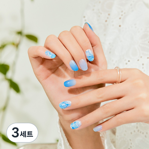 데싱디바 글로우 샤이니 블루 네일스티커 세트, 3세트